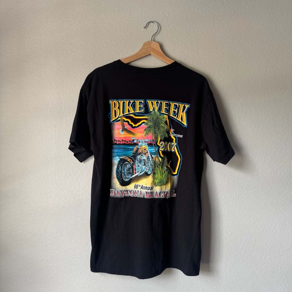 2007 Daytona Bike Week Motorcycle Graphic Tee Hanes Large